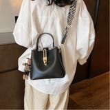 ブラック | 幾何ストラップ×ゴールド金具ハンドバッグ | Doux Belle 