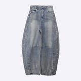 ライトブルー | ポケット付き バルーン風シルエット カーブ デニム | Doux Belle 