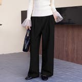 ブラック | ワイドシルエットスラックスパンツ | Doux Belle 