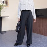 チャコール | ワイドシルエットスラックスパンツ | Doux Belle 
