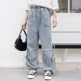 サイドリボンバギーデニムパンツ | Doux Belle | 詳細画像1