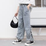 ライトブルー | サイドリボンバギーデニムパンツ | Doux Belle