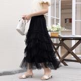 ブラック | ティアードチュールロングスカート | Doux Belle 
