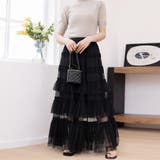 ブラック | シアーティアードロングスカート | Doux Belle 