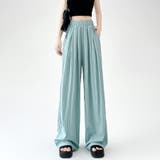 ブルーグリーン | ハイウエストロングパンツ | Doux Belle