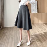 グレー | Aラインシルエットフレアミディアム丈スカート | Doux Belle 