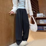 ブラック | 裏起毛あったかワイドパンツ | Doux Belle