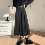 ダークグレー | ハイウエストプリーツミディスカート | Doux Belle