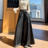 ブラック | フェイクレザーワイドパンツ | Doux Belle 