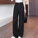 ブラック | タック入りワイドパンツ レディース パンツ | Doux Belle 