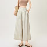 ベージュ | ワイドシルエットタック入りロングパンツ レディース パンツ | Doux Belle 