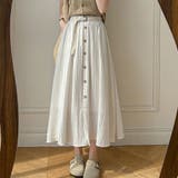 アイボリー | 前ボタンフレアロングスカート レディース ボトムス | Doux Belle 