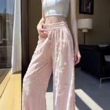 フリンジカットジャガードワイドロングパンツ レディース ボトムス | Doux Belle | 詳細画像7