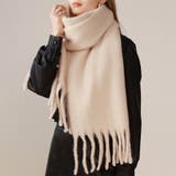ベージュ | フリンジ付きマフラー レディース マフラー | Doux Belle 
