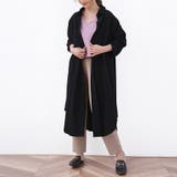 ブラック | 麻混素材シャツワンピ アウター レディース | Doux Belle 