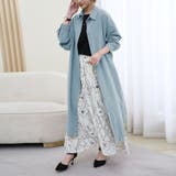 ブルー | 麻混素材シャツワンピ アウター レディース | Doux Belle 