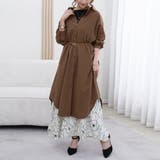 ブラウン | 麻混素材シャツワンピ アウター レディース | Doux Belle 