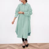 ライトグリーン | 麻混素材シャツワンピ アウター レディース | Doux Belle 