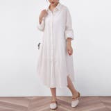 ホワイト | 麻混素材シャツワンピ アウター レディース | Doux Belle 