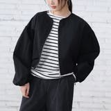 ブラック | 長袖トップス 着痩せ 女性 | Doux Belle