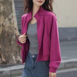 ローズピンク | ワッフル素材ハイネックジップアップジャケット | Doux Belle 