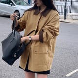 キャメル | 配色ステッチ入りカジュアルジャケット | Doux Belle