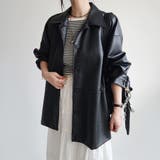 ブラック | フェイクレザーシャツジャケット | Doux Belle