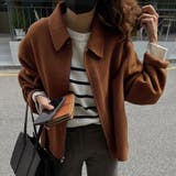 ブラウン | ウール調ワイドカラーショートジャケット | Doux Belle 