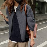 グレー | ウール調ワイドカラーショートジャケット | Doux Belle 