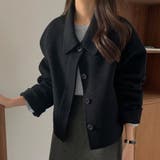 ブラック | ワイドカラーショートジャケット | Doux Belle 