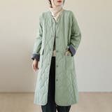 ライトグリーン | ダイヤキルト加工ロングコート | Doux Belle 