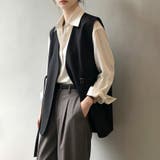 サイドベルト付きテーラード風ノースリーブジレベスト レディース トップス | Doux Belle | 詳細画像9
