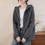 ジップアップフード付き長袖パーカーアウター レディース アウター | Doux Belle | 詳細画像4