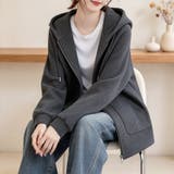 ジップアップフード付き長袖パーカーアウター レディース アウター | Doux Belle | 詳細画像8