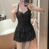 ブラック | ドット柄ワンピーススイムウェア レディース 水着 | Doux Belle 