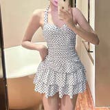 ホワイト | ドット柄ワンピーススイムウェア レディース 水着 | Doux Belle 
