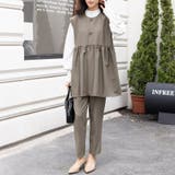 グレージュ | ペプラムシルエットセットアップ | Doux Belle 