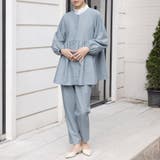 グレー | ラウンドネックペプラムシルエットセットアップ | Doux Belle 