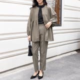 グレージュ | ラウンドネックペプラムシルエットセットアップ | Doux Belle 