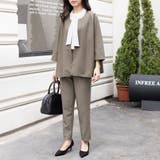 グレージュ | ノーカラーシックセットアップ | Doux Belle 