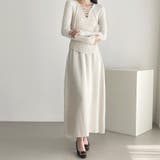 ベージュ | レースアップ×リブニットセットアップ | Doux Belle 