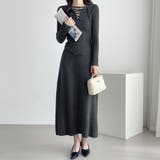 ダークグレー | レースアップ×リブニットセットアップ | Doux Belle 