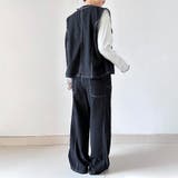 デニムノースリーブベスト&ワイドパンツセットアップ | Doux Belle | 詳細画像5