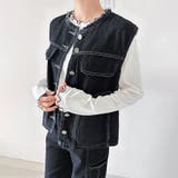 デニムノースリーブベスト&ワイドパンツセットアップ | Doux Belle | 詳細画像6