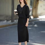Vネックトップス&スリットロングスカートセットアップ レディース セットアップ | Doux Belle | 詳細画像3