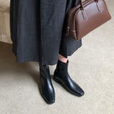 ブラック | サイドジップ付きショートブーツ | Doux Belle 