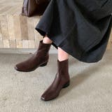 チョコ | サイドジップ付きショートブーツ | Doux Belle 