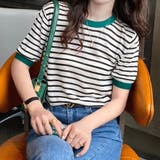 配色リブボーダー半袖ニットトップス レディース トップス | Doux Belle | 詳細画像16