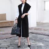 ブラック | ニットジレ ロングジレ レディース ノースリーブ ロング  レイヤード 重ね着 | Doux Belle 