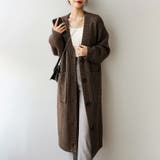 コーヒー | ニットカーディガン 長袖 ニットトップス | Doux Belle